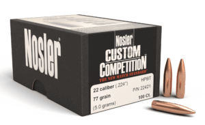 Nosler 22421 Custom Competition 22 Cal .224 77 gr Hollow Point Boat Tail/ 100rd Box