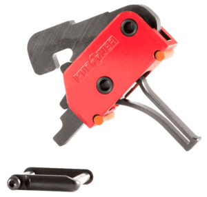 Patriot Ordnance Factory 00858 Drop-In  Single-Stage Flat Trigger with 3.50 lbs Draw Weight & Black/Red Finish for AR-Platform