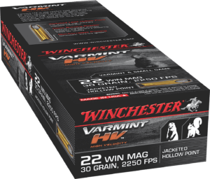 Winchester Ammo S22M2 Varmint HV 22 WMR 30 gr Jacket Hollow Point 50rd Box Winchester Ammo S22M2 Varmint HV 22 WMR 30 gr Jacket Hollow Point 50rd Box