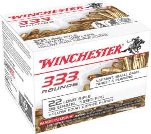 Winchester Ammo 22LR333HP USA  22 LR 36 gr Copper Plated Hollow Point 333 Per Box