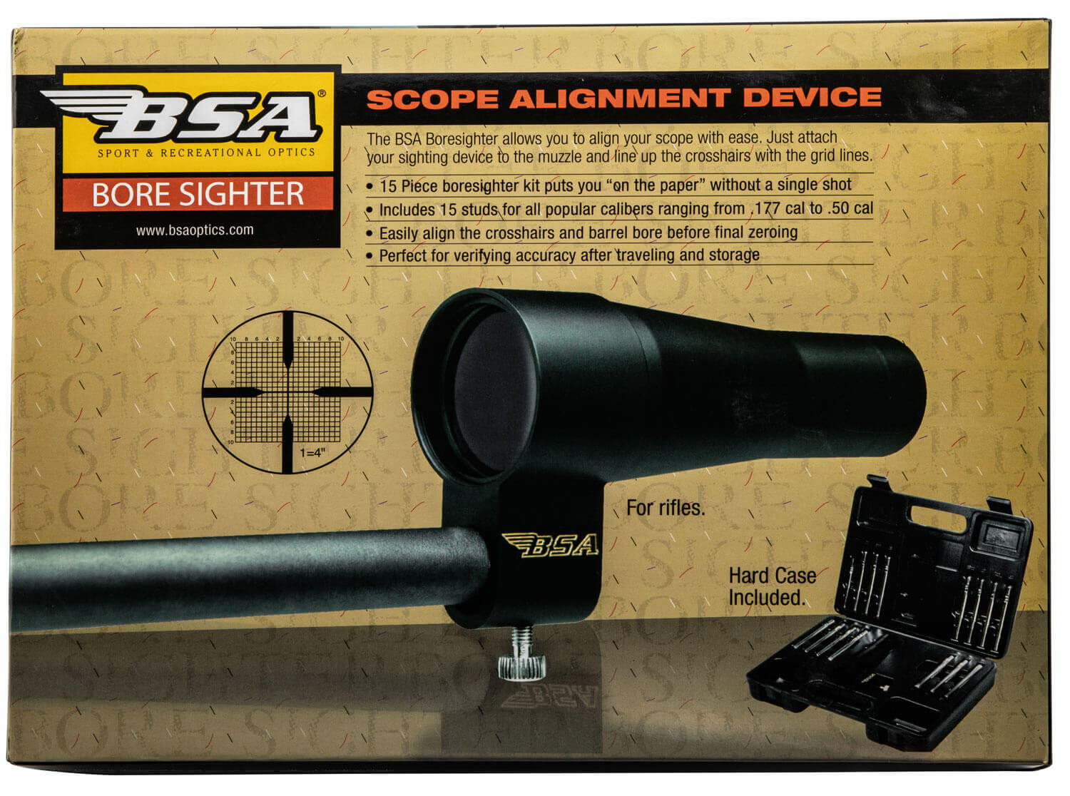 BSA BS30 Bore Sight Kit Pistol/Rifle Multi-Caliber Hard Case 15 Arbors - Image 3