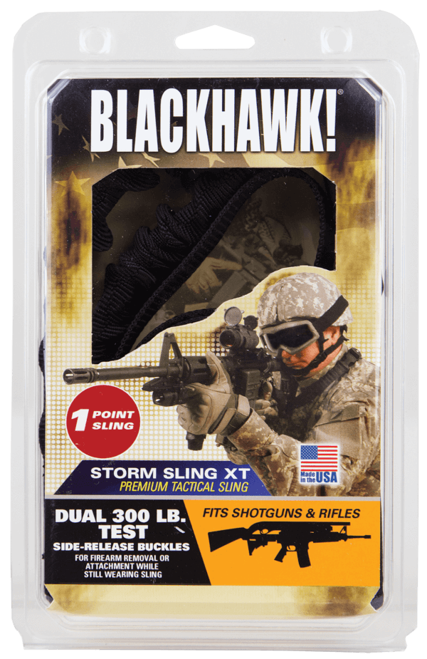 Blackhawk 70GS16BK Storm XT Rifle Sling Black Nylon Webbing 46″-64″ OAL 1.25″ Wide Single-Point Design