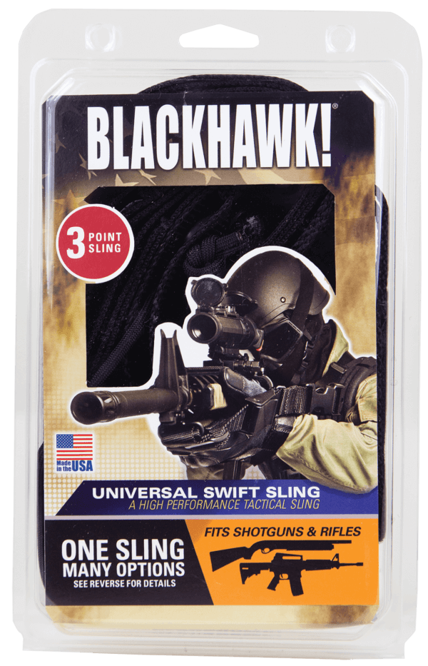 Blackhawk 70GS17BK Universal Swift Rifle Sling Black Nylon Webbing 1.25″ Wide Three-Point Design