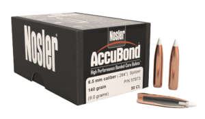 Nosler 57873 AccuBond  6.5 Creedmoor .264 140 gr Spitzer Point/ 50rd Box