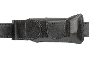 Safariland 1233832 Horizontal Mag Pouch  Single Black Leather Hook & Loop Compatible With Glock 20/21