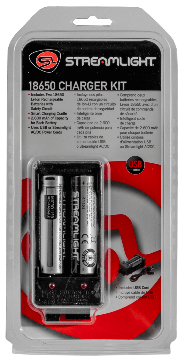 Streamlight 22010 18650  Battery Charger w/Batteries Black 18650 Li-ion Rechargeable Battery