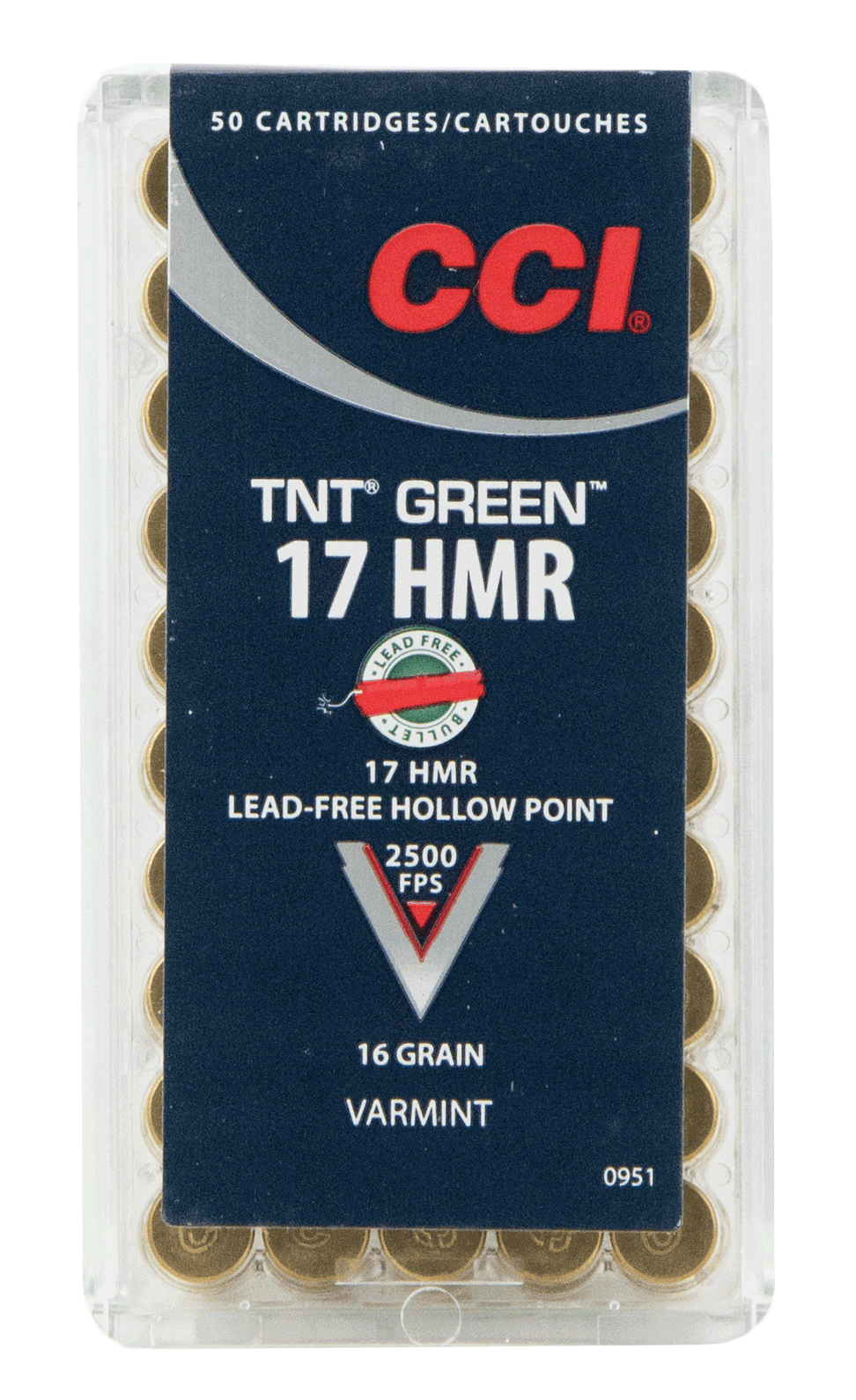 CCI 951 Varmint TNT Green 17 HMR 16 gr Speer TNT Green Hollow Point (TGHP) 50rd Box CCI 951 Varmint TNT Green 17 HMR 16 gr Speer TNT Green Hollow Point (TGHP) 50rd Box