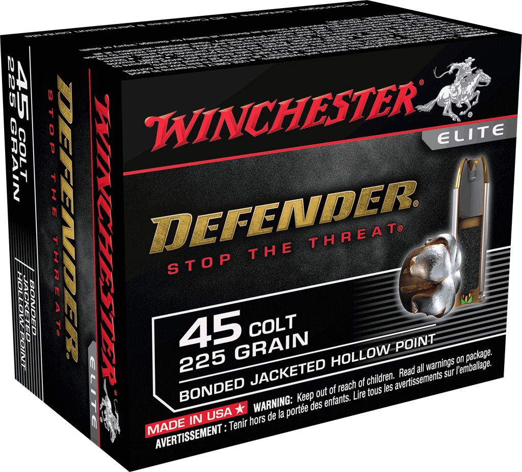 Winchester Ammo S45CPDB Defender 45 Colt 225 gr Bonded Jacket Hollow Point 20rd Box Winchester Ammo S45CPDB Defender 45 Colt 225 gr Bonded Jacket Hollow Point 20rd Box