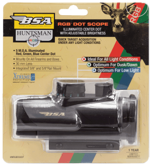 BSA HMRGBD30CP 30 MM Red Green Blue Dot Matte Black 1 x 30 mm 5 MOA Dot
