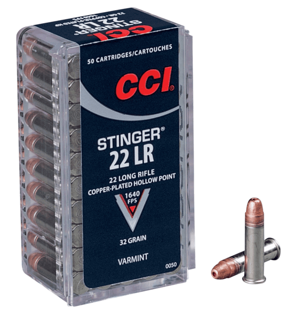 CCI 0050 Stinger  22LR 32gr Copper Plated Hollow Point 50rd Box