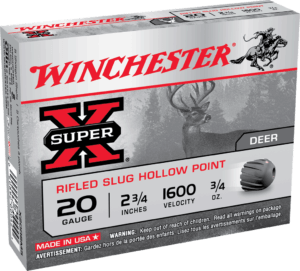 Winchester Ammo X20RSM5 Super X  20 Gauge 2.75″ 3/4 oz Rifled Slug Shot 5 Per Box