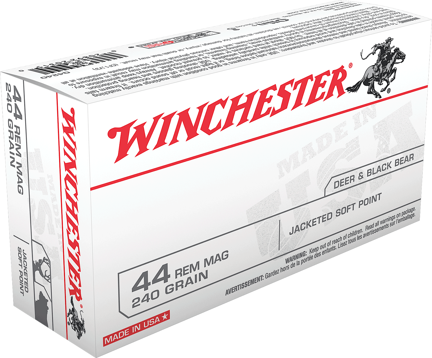Winchester Ammo Q4240 USA 44 Rem Mag 240 gr Jacketed Soft Point 50rd Box Winchester Ammo Q4240 USA 44 Rem Mag 240 gr Jacketed Soft Point 50rd Box