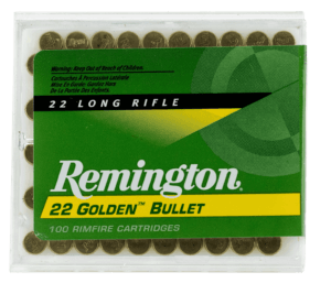 Remington Ammunition 21276 Golden Bullet  22 LR 40 gr Plated Lead Round Nose 100rd Box/ 50 Cs