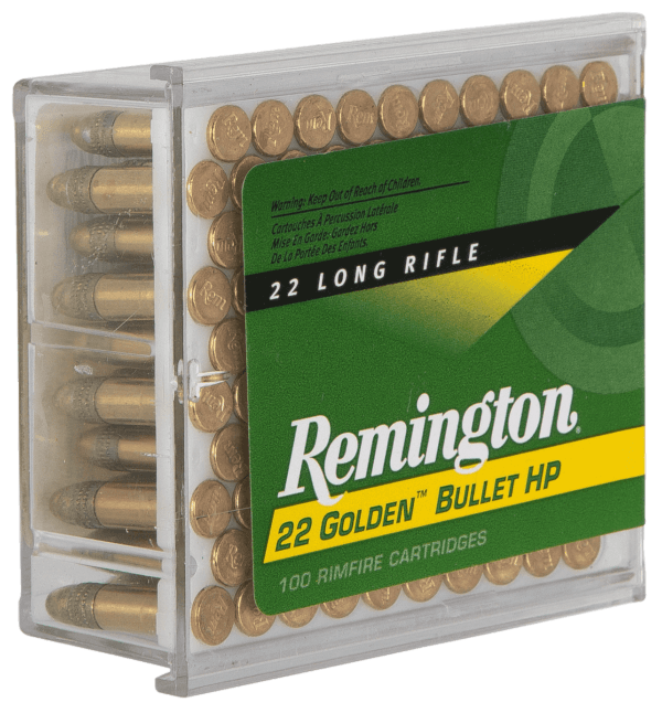Remington Ammunition 21278 Golden Bullet Rimfire 22 LR 36 gr Plated Hollow Point 100rd Box/ 50 Cs