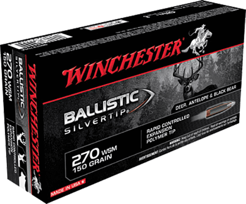 Winchester Ammo SBST2705A Ballistic Silvertip 270 WSM 150 gr Rapid Controlled Expansion Polymer Tip 20rd Box Winchester Ammo SBST2705A Ballistic Silvertip 270 WSM 150 gr Rapid Controlled Expansion Polymer Tip 20rd Box