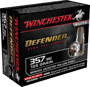 Winchester Ammo S357SPDB Defender 357 Sig 125 gr Bonded Jacket Hollow Point 20rd Box