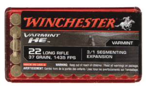 Winchester Ammo S22LRFSP Varmint HE 22 LR 37 gr 3/1 Segmenting Expansion 50rd Box