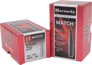 Hornady 26335 Match 6.5mm .264 140 gr Hollow Point Boat Tail Match 100rd Box/ 15 Case Hornady 26335 Match 6.5mm .264 140 gr Hollow Point Boat Tail Match 100rd Box/ 15 Case