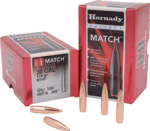 Hornady 30715 Match  30 Cal .308 178 gr Hollow Point Boat Tail Match 100rd Box/ 15 Case