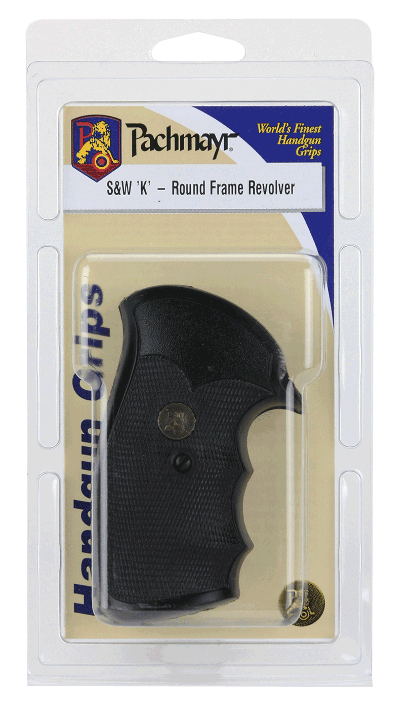 Pachmayr 03266 Gripper Grip Checkered Black Rubber with Finger Grooves for S&W K/L Frame with Round Butt