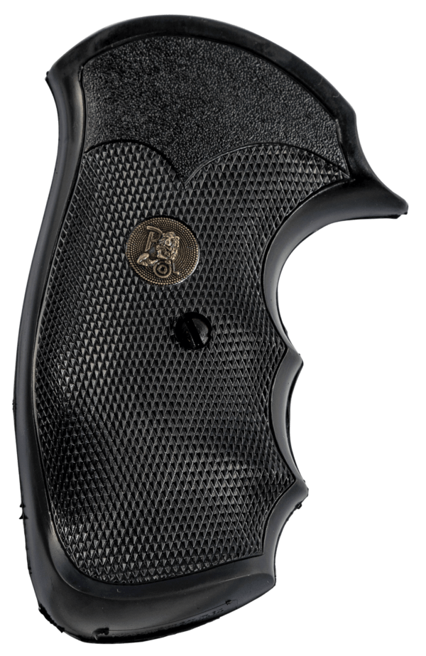 Pachmayr 03249 Gripper Grip Checkered Black Rubber with Finger Grooves for S&W J Frame with Round Butt