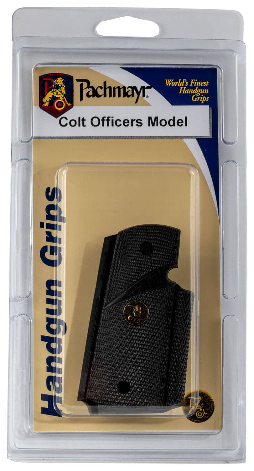 Pachmayr 02545 Signature Grip Wraparound Checkered Black Rubber for Colt Officer - Image 3