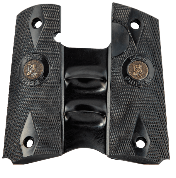 Pachmayr 05008 Signature Grip Checkered Black Rubber with Finger Grooves for 1911