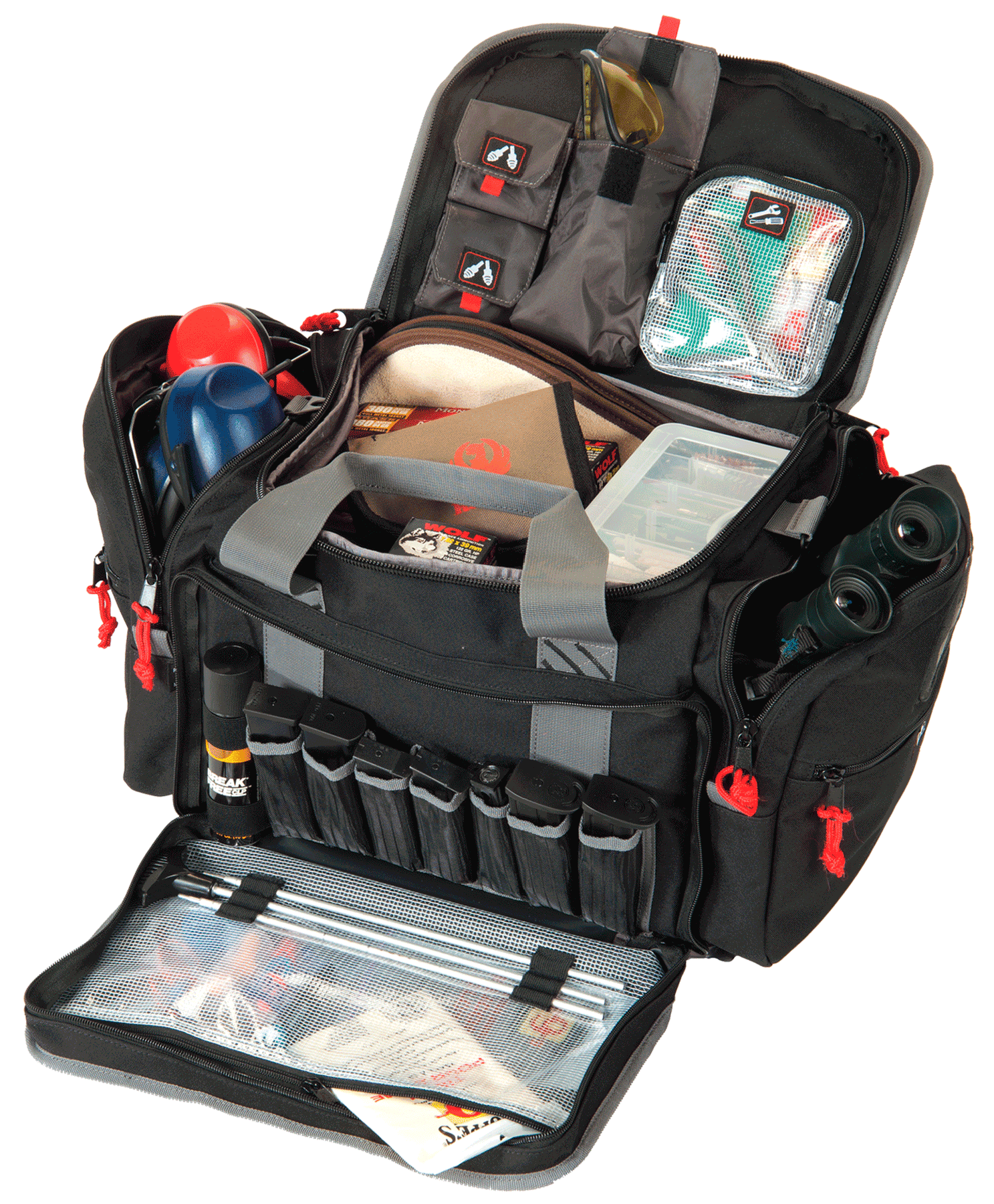 GPS Bags 2014LRB Large Black Nylon with Lift Ports Storage Pockets Visual ID Storage System & Holds 5 Handguns or More & Ammo Includes 4 Ammo Dump Cups GPS Bags 2014LRB Large Black Nylon with Lift Ports Storage Pockets Visual ID Storage System & Holds 5 Handguns or More & Ammo Includes 4 Ammo Dump Cups