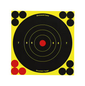 Birchwood Casey 34512 Shoot-N-C Self-Adhesive Paper Black/Yellow 6" Bullseye Includes Pasters 12 PK