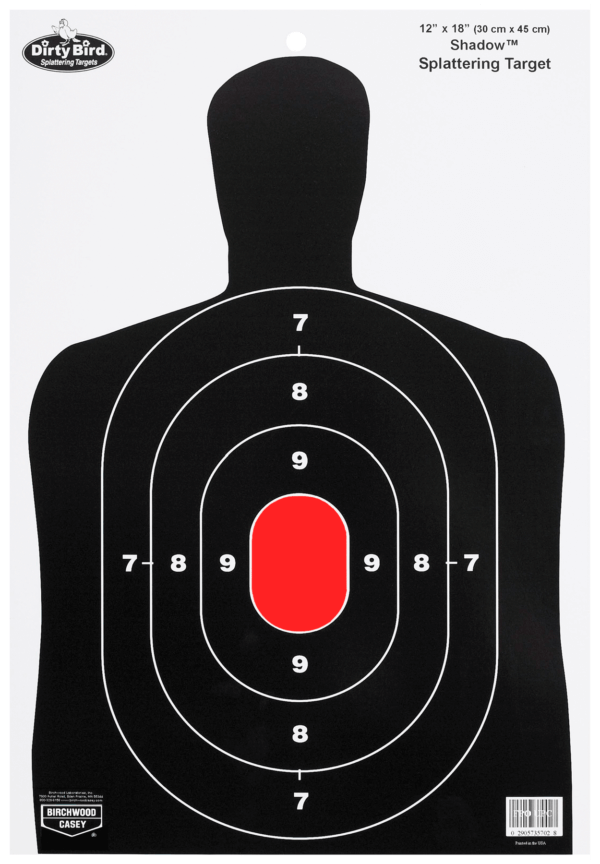 Birchwood Casey 35707 Dirty Bird BC-27 Silhouette Tagboard Hanging Pistol 12″ x 18″ Black/White 8 Per Pkg