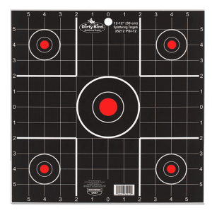 Birchwood Casey 35212 Dirty Bird Sight-In Bullseye Tagboard Hanging 12" Black/Red 12 PK