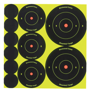 Birchwood Casey 34608 Shoot-N-C Variety Pack Self-Adhesive Paper Universal Black/Yellow Bullseye 132 Targets