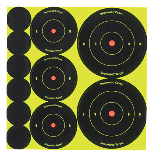 Birchwood Casey 34608 Shoot-N-C Variety Pack Self-Adhesive Paper Universal Black/Yellow Bullseye 132 Targets Birchwood Casey 34608 Shoot-N-C Variety Pack Self-Adhesive Paper Universal Black/Yellow Bullseye 132 Targets