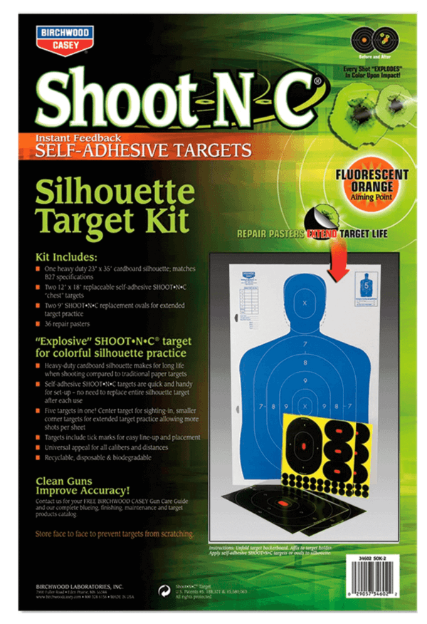 Birchwood Casey 34602 Shoot-N-C Silhouette Kit Silhouette Paper Multi-Color Includes Pasters Birchwood Casey 34602 Shoot-N-C Silhouette Kit Silhouette Paper Multi-Color Includes Pasters