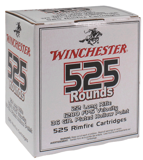 Winchester Ammo 22LR525HP USA  22 LR 36 gr Copper Plated Hollow Point 525rd Box *Bulk