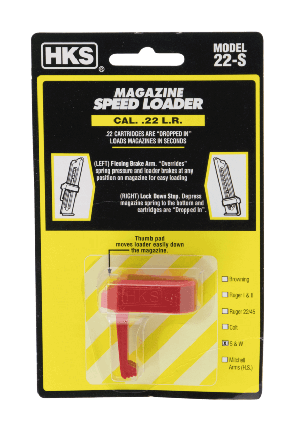 HKS 22S Speed Mag Loader Made of Plastic with Red Finish for 22 LR S&W 41 422 622 2213 2214 HKS 22S Speed Mag Loader Made of Plastic with Red Finish for 22 LR S&W 41 422 622 2213 2214