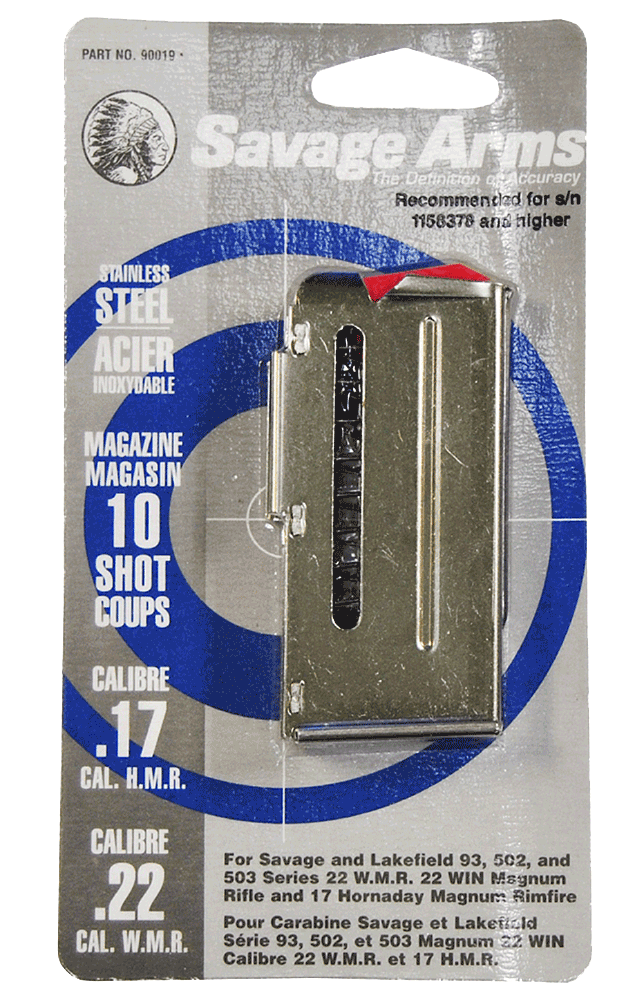 Savage Arms 90019 93 Series Stainless Detachable 10rd for 17 HMR 22 WMR Savage 93 Series Savage Arms 90019 93 Series Stainless Detachable 10rd for 17 HMR 22 WMR Savage 93 Series
