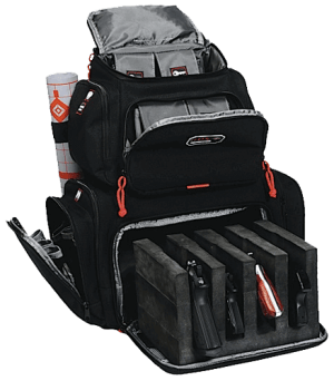 GPS Bags 1711BP Handgunner Backpack 1000D Nylon Black with Foam Cradle Holds 4 Medium Handguns Mag Pockets Pull-Out Rain Cover & Visual ID Storage System