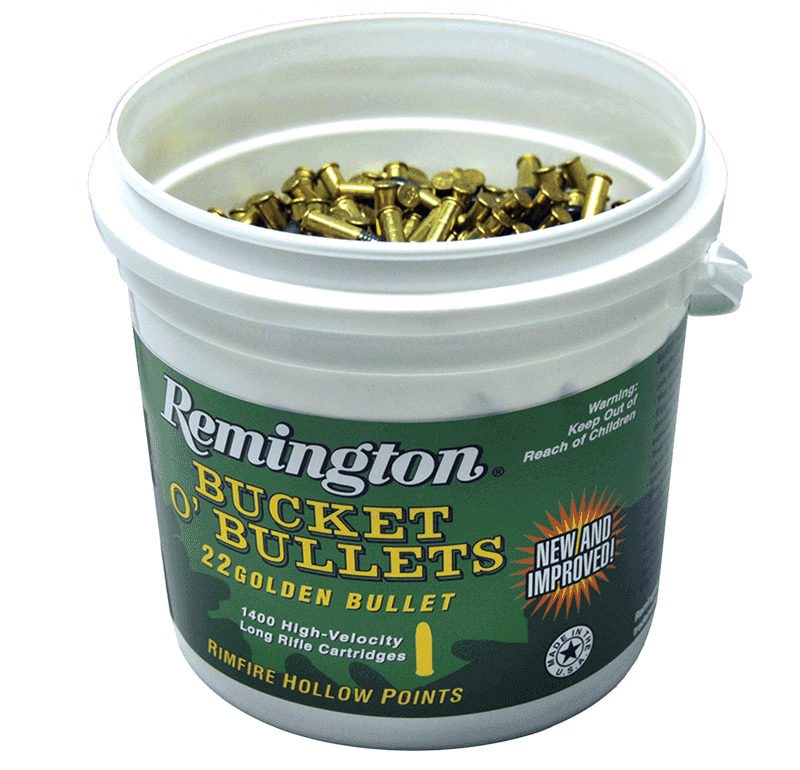 Remington Ammunition 21231 Golden Bullet Bucket O Bullets 22 LR 36 gr Plated Hollow Point 1400rd Box