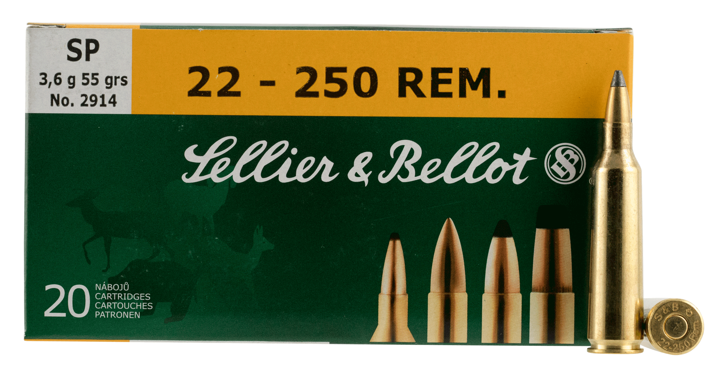Sellier & Bellot SB22250B Rifle 22-250 Rem 55 gr Soft Point 20rd Box Sellier & Bellot SB22250B Rifle 22-250 Rem 55 gr Soft Point 20rd Box