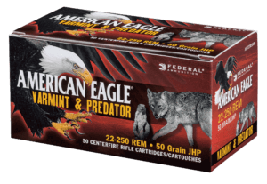 Federal AE22350VP American Eagle Varmint & Predator 223Rem 50gr Jacketed Hollow Point 50rd Box/5 Case
