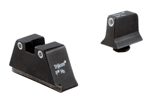Trijicon 600649 Suppressor/Optic Height Sights- Glock Standard Frames Black | Green Tritium White Outline Front Sight Green Tritium White Outline Rear Sight