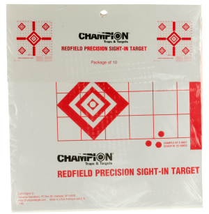 Champion Targets 47388 Redfield Sight-In Diamond Paper Pistol/Rifle 16" x 16" White/Red 10 Pk.