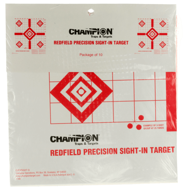 Champion Targets 47388 Redfield Sight-In Diamond Paper Pistol/Rifle 16″ x 16″ White/Red 10 Pk.