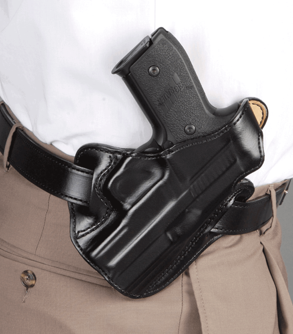 DeSantis Gunhide 001BAB2Z0 Thumb Break Scabbard OWB Black Leather Belt Slide Fits Glock 17 Fits Glock 22 Fits Glock 31 Right Hand