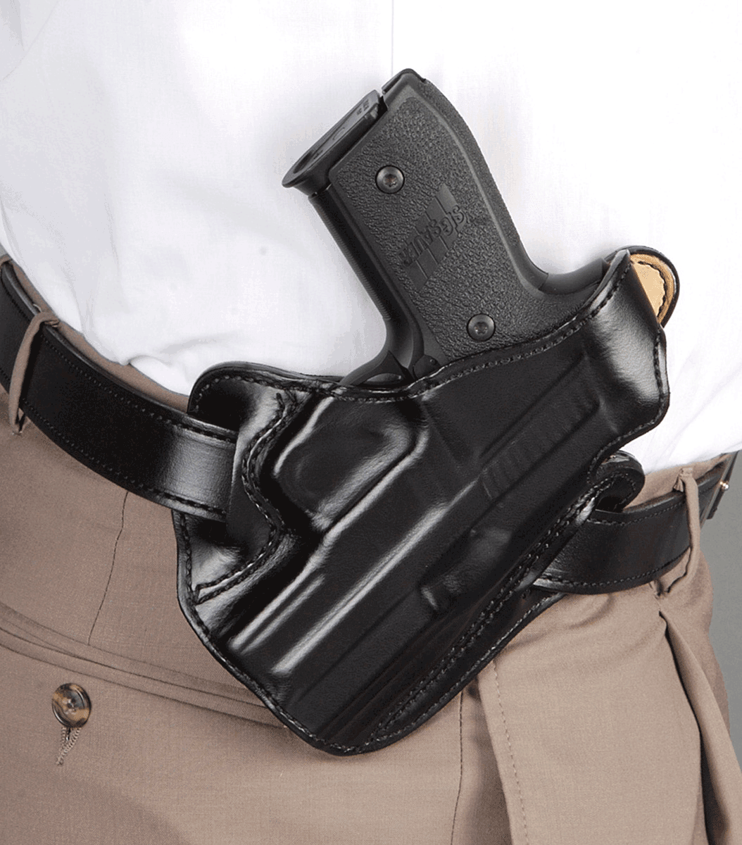 DeSantis Gunhide 001BAB2Z0 Thumb Break Scabbard OWB Black Leather Belt Slide Fits Glock 17 Fits Glock 22 Fits Glock 31 Right Hand