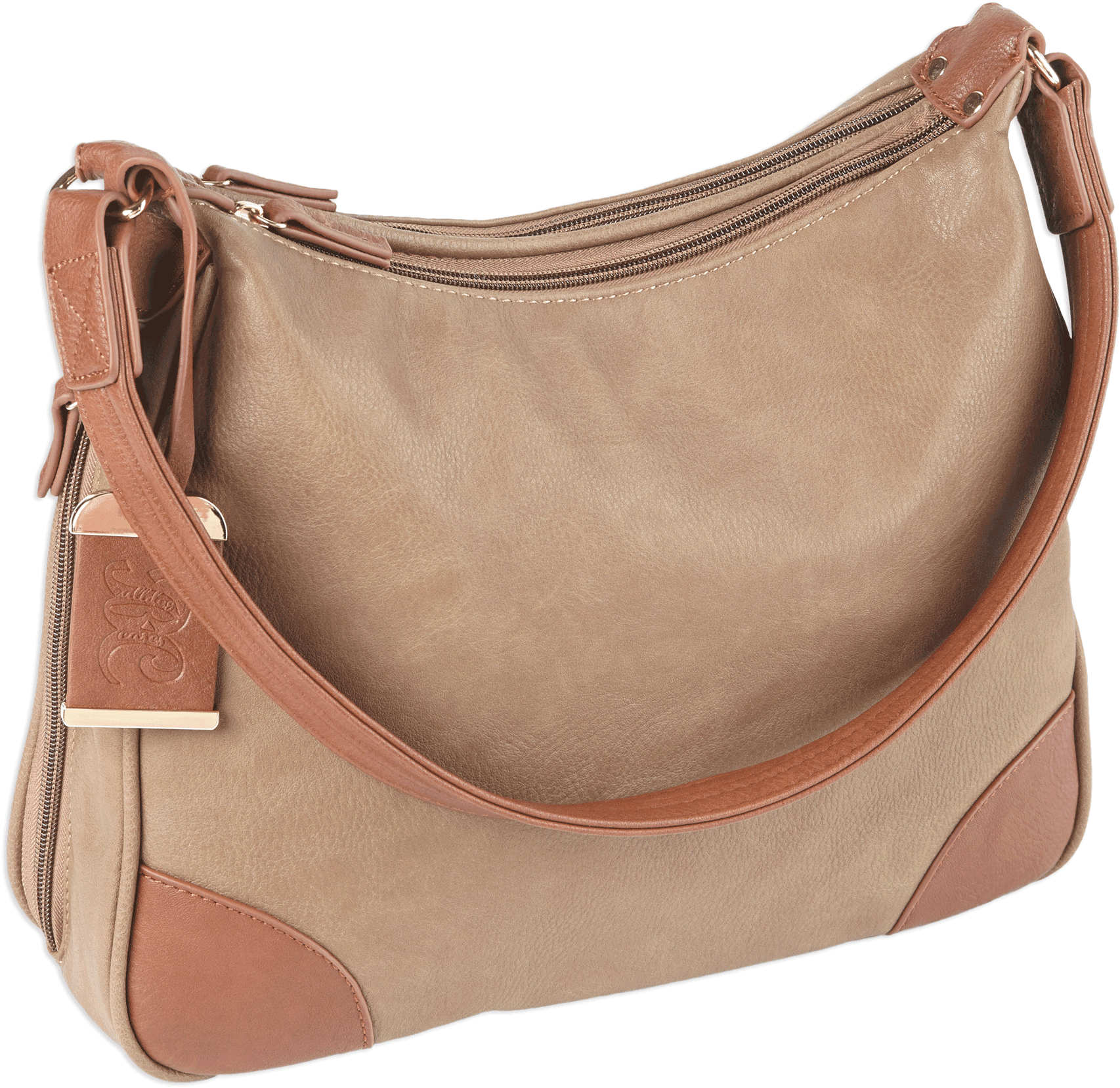 Bulldog BDP014 Hobo Purse w/Holster Taupe w/Tan Trim Leather for Small Autos & Revolvers Ambidextrous Hand