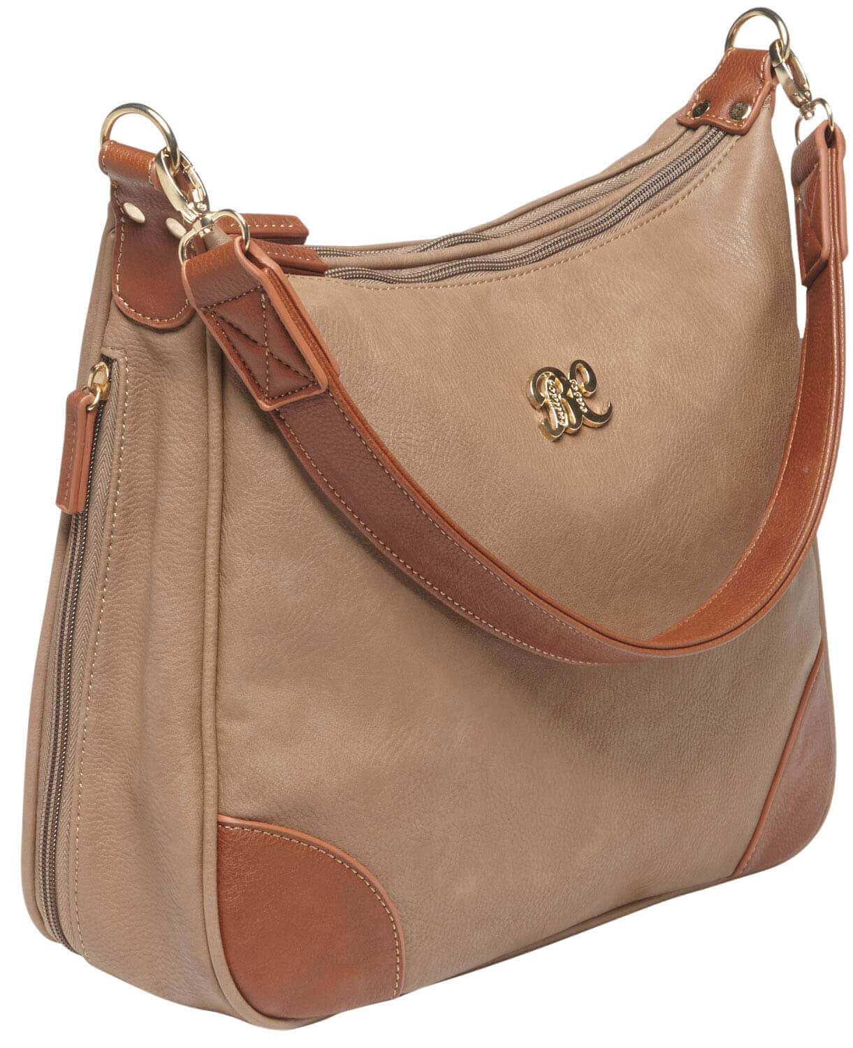 Bulldog BDP014 Hobo Purse w/Holster Taupe w/Tan Trim Leather for Small Autos & Revolvers Ambidextrous Hand - Image 2
