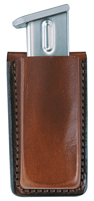 Bianchi 18056 Open Top Mag Pouch  Single Black Leather Belt Clip  Belts 1.75 Wide Compatible w/Glock 17/19/22/23/30/S&W 9/40F/M&P 9/40"