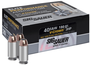 Sig Sauer E40SW220 Elite Defense  40 S&W 180 gr V Crown Jacketed Hollow Point 20rd Box